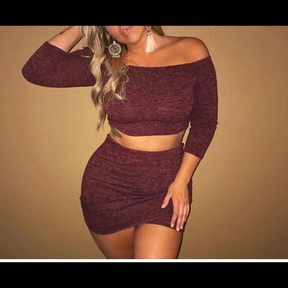 Plus Size! 🔥 Sexy two-piece in the color burgundy - Picture 4 of 6